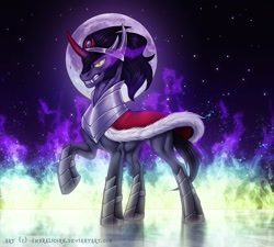 Size: 942x848 | Tagged: dead source, safe, imported from derpibooru, king sombra, grin, moon, smiling, stars