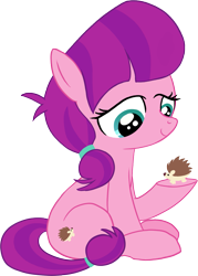Size: 1153x1606 | Tagged: safe, artist:dindu norgay, imported from derpibooru, lily longsocks, earth pony, hedgehog, pony, female, filly, foal, simple background, transparent background