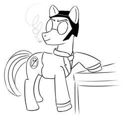 Size: 898x834 | Tagged: source needed, useless source url, safe, artist:iron curtain, imported from derpibooru, earth pony, pony, black and white, cigarette, egoist anarchism, ghostbusters, glasses, grayscale, male, max stirner, monochrome, ponified, sideburns, simple background, smoking, solo, spook, stallion, white background