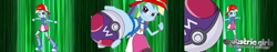 Size: 1740x330 | Tagged: safe, artist:pedantczepialski, imported from derpibooru, rainbow dash, equestria girls, alternate universe, equestria girls: the parody series, master ball, poké ball, pokéball, pokémon