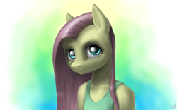 Size: 1024x640 | Tagged: safe, artist:draknairy, imported from derpibooru, fluttershy, anthro, clothes, female, solo, tanktop