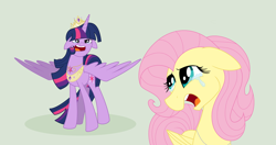 Size: 1024x540 | Tagged: safe, artist:theroyalartofna, imported from derpibooru, fluttershy, twilight sparkle, alicorn, pony, angry, betrayal, crying, floppy ears, twilight sparkle (alicorn), upset