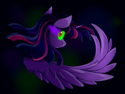 Size: 4000x3000 | Tagged: safe, artist:uunicornicc, imported from derpibooru, twilight sparkle, alicorn, pony, corrupted, corrupted twilight sparkle, dark background, dark magic, female, magic, solo, sombra eyes, twilight sparkle (alicorn)