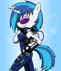 Size: 1203x1393 | Tagged: safe, artist:sandwich-anomaly, imported from derpibooru, dj pon-3, vinyl scratch, anthro, female, mass effect, solo, sunglasses