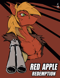 Size: 2550x3300 | Tagged: safe, artist:godofstarlin, imported from derpibooru, big macintosh, anthro, bare chest, clothes, gun, male, red dead redemption, shotgun, solo, topless, weapon