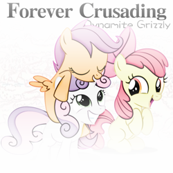 Size: 1000x1000 | Tagged: safe, artist:dreamland200, artist:inklingbear, imported from derpibooru, apple bloom, scootaloo, sweetie belle, cutie mark crusaders, text