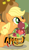 Size: 291x495 | Tagged: safe, imported from derpibooru, applejack, apple, apple core, caption, female, food, image macro, meme, solo
