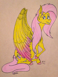 Size: 1280x1695 | Tagged: safe, artist:ambergerr, imported from derpibooru, fluttershy, traditional art