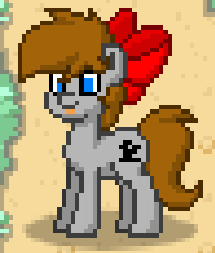 Size: 195x229 | Tagged: safe, alternate version, imported from derpibooru, oc, oc only, oc:kouprisa, earth pony, pony, zebra, pony town, pixel art, ribbon, tongue out