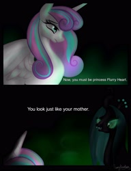 Size: 2300x3000 | Tagged: safe, artist:marylinnblack, imported from derpibooru, princess flurry heart, queen chrysalis, alicorn, changeling, changeling queen, comic, female, future, older, older flurry heart