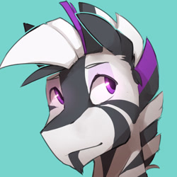 Size: 3000x3000 | Tagged: safe, artist:glacierponi, imported from derpibooru, oc, oc only, oc:alhazred, zebra, avatar, portrait, smiling, solo