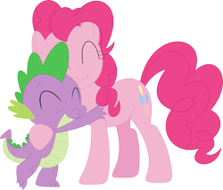 Size: 3571x3047 | Tagged: safe, artist:porygon2z, imported from derpibooru, pinkie pie, spike, cute, female, hug, male, pinkiespike, shipping, simple background, straight, transparent background, vector