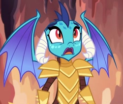 Size: 734x618 | Tagged: safe, imported from derpibooru, screencap, princess ember, dragon, gauntlet of fire, cropped, d:, dragon armor, female, groan, solo