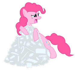 Size: 983x916 | Tagged: safe, artist:heireau, imported from derpibooru, pinkie pie, earth pony, pony, candy, female, food, greatest fear, mare, out of character, simple background, solo, transparent background