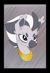 Size: 760x1096 | Tagged: safe, artist:ponyponyena, imported from derpibooru, oc, oc only, oc:darcy, zebra, jewelry, necklace, portrait, scar, solo, species swap, stars