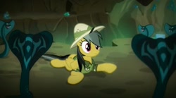 Size: 1653x922 | Tagged: safe, imported from derpibooru, screencap, daring do, cobra, pegasus, pony, snake, stranger than fan fiction, clothes, female, hat, mare, pith helmet