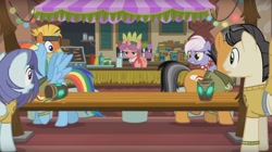 Size: 1646x923 | Tagged: safe, imported from derpibooru, screencap, burning passion, carrot bun, quibble pants, rainbow dash, earth pony, pegasus, pony, stranger than fan fiction, argument, female, male, mare, stallion