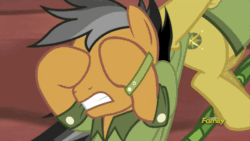 Size: 500x281 | Tagged: safe, imported from derpibooru, screencap, daring do, quibble pants, earth pony, pegasus, pony, stranger than fan fiction, animated, discovery family logo, duo, female, male, mare, shipping fuel, stallion, vine