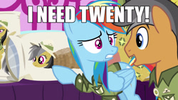 Size: 1920x1080 | Tagged: safe, edit, edited screencap, imported from derpibooru, screencap, daring do, quibble pants, rainbow dash, stranger than fan fiction, body pillow, daring daki, image macro, meme