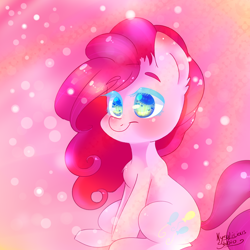 Size: 2400x2400 | Tagged: safe, artist:nsyubakastudio, imported from derpibooru, pinkie pie, bubble, cute, diapinkes, nsyuliciousstudio, pink, sitting