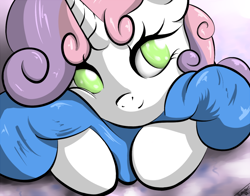 Size: 690x540 | Tagged: safe, artist:robbergon, imported from derpibooru, sweetie belle, cute, diasweetes, female, solo