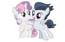 Size: 870x562 | Tagged: safe, artist:lunaticdawn, imported from derpibooru, rumble, sweetie belle, open mouth, simple background, transparent background