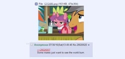 Size: 686x327 | Tagged: safe, imported from derpibooru, screencap, carrot bun, quibble pants, rainbow dash, stranger than fan fiction, /mlp/, 4chan, 4chan screencap, some men just want to watch the world burn, text