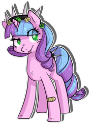 Size: 755x1066 | Tagged: safe, artist:kyaokay, imported from derpibooru, oc, oc only, oc:ivy lush, bandaid, floral head wreath, simple background, tongue out, transparent background, wreath