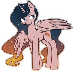 Size: 865x814 | Tagged: safe, artist:kyaokay, imported from derpibooru, oc, oc only, oc:andromeda, alicorn, pony, alicorn oc, ethereal mane, simple background, transparent background