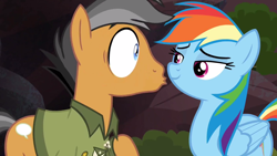 Size: 1600x900 | Tagged: safe, imported from derpibooru, screencap, quibble pants, rainbow dash, pony, stranger than fan fiction, faic, out of context, shipping fuel, smug, smugdash