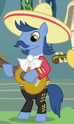 Size: 280x467 | Tagged: safe, imported from derpibooru, screencap, luis, miguel, earth pony, pony, it ain't easy being breezies, background pony, male, mariachi, musical instrument, solo, stallion, unnamed pony