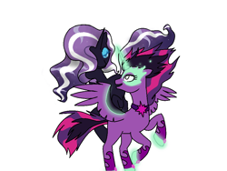 Size: 1000x750 | Tagged: safe, artist:drawonly, imported from derpibooru, nightmare rarity, twilight sparkle, pony, equestria girls, female, lesbian, mare, midnight nightmare rarilight, midnight sparkle, rarilight, shipping