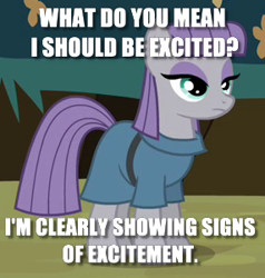 Size: 286x300 | Tagged: safe, edit, edited screencap, imported from derpibooru, screencap, maud pie, caption, excited, image macro, meme