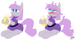 Size: 1558x838 | Tagged: safe, artist:deep mystery, imported from derpibooru, maud pie, cider, drunk, drunk bubbles