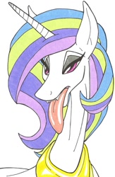 Size: 750x1147 | Tagged: safe, artist:anubislaughed, imported from derpibooru, princess celestia, female, solo, tongue out