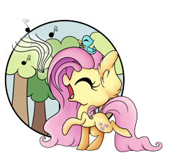 Size: 6379x5776 | Tagged: safe, artist:cutepencilcase, imported from derpibooru, fluttershy, bird, absurd resolution, female, singing, solo