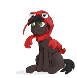 Size: 896x904 | Tagged: safe, imported from derpibooru, oc, oc only, oc:lister, lobster, pony, pony town, clothes, dog fort, hat, lobster dad, solo