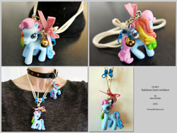 Size: 1200x900 | Tagged: safe, artist:kaokoneko, imported from derpibooru, rainbow dash, rainbow dash (g3), human, blind bag, craft, g3, irl, irl human, jewelry, necklace, photo, solo, toy