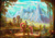 Size: 3508x2480 | Tagged: safe, artist:jowyb, artist:jowybean, imported from derpibooru, fluttershy, squirrel, bag, building, cloud, female, mountain, open mouth, photoshop, scenery, scenery porn, signature, sky, solo, tree, wacom
