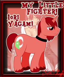 Size: 1002x1205 | Tagged: safe, artist:kari-usagi, imported from derpibooru, iori yagami, king of fighters, my little fighter, ponified, snk