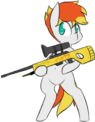 Size: 524x671 | Tagged: safe, artist:rice, imported from derpibooru, oc, oc only, oc:dookin foof lord, bipedal, explicit source, gun, simple background, solo, weapon, white background