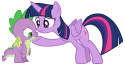 Size: 13500x7000 | Tagged: safe, artist:tardifice, imported from derpibooru, spike, twilight sparkle, alicorn, pony, equestria games (episode), absurd resolution, duo, photoshop, raised hoof, request, sad, simple background, transparent background, twilight sparkle (alicorn), unhappy, vector