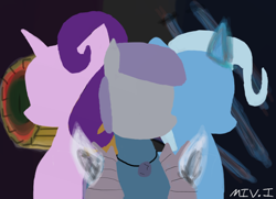 Size: 974x707 | Tagged: safe, artist:jerryvhern, imported from derpibooru, maud pie, starlight glimmer, trixie, pony, unicorn, fanfic art, female, hilarious in hindsight, lesbian, mare, mauxie, ot3, polyamory, shipping, starmaud, starmauxie, startrix