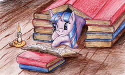 Size: 3191x1921 | Tagged: safe, artist:40kponyguy, derpibooru exclusive, imported from derpibooru, twilight sparkle, book, book fort, candle, candlelight, female, reading, solo, that pony sure does love books, traditional art