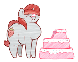 Size: 1081x869 | Tagged: safe, artist:nom-sympony, imported from derpibooru, oc, oc only, oc:fade, cake, chubby, chubby cheeks, cute, food, frosting, solo