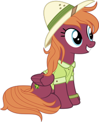Size: 9885x12147 | Tagged: safe, artist:pink1ejack, imported from derpibooru, sweet pepper, stranger than fan fiction, absurd resolution, background pony, clothes, cosplay, hat, inkscape, simple background, sitting, smiling, solo, transparent background, vector
