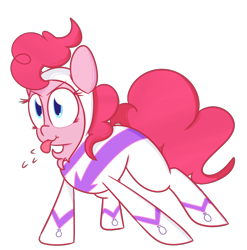 Size: 1280x1293 | Tagged: safe, artist:mr-degration, imported from derpibooru, fili-second, pinkie pie, power ponies (episode), chest fluff, female, power ponies, raspberry, simple background, solo, tongue out, transparent background