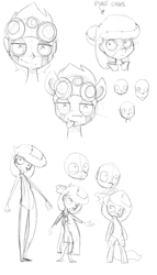 Size: 1100x1920 | Tagged: safe, artist:artguydis, imported from derpibooru, oc, oc only, oc:brittlebee, oc:raggie, hagwarders, original species, pony, bipedal, goggles, humanized, humanized oc, sketch