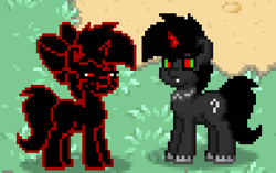 Size: 387x243 | Tagged: safe, imported from derpibooru, king sombra, oc, oc:caki, pony, pony town, photo shoot of caki