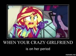 Size: 1000x736 | Tagged: safe, edit, edited screencap, imported from derpibooru, screencap, sci-twi, sunset shimmer, twilight sparkle, equestria girls, friendship games, caption, motivational poster, sunset yells at twilight